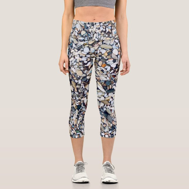 Beach Stones Pebbles Capri Leggings (Front)