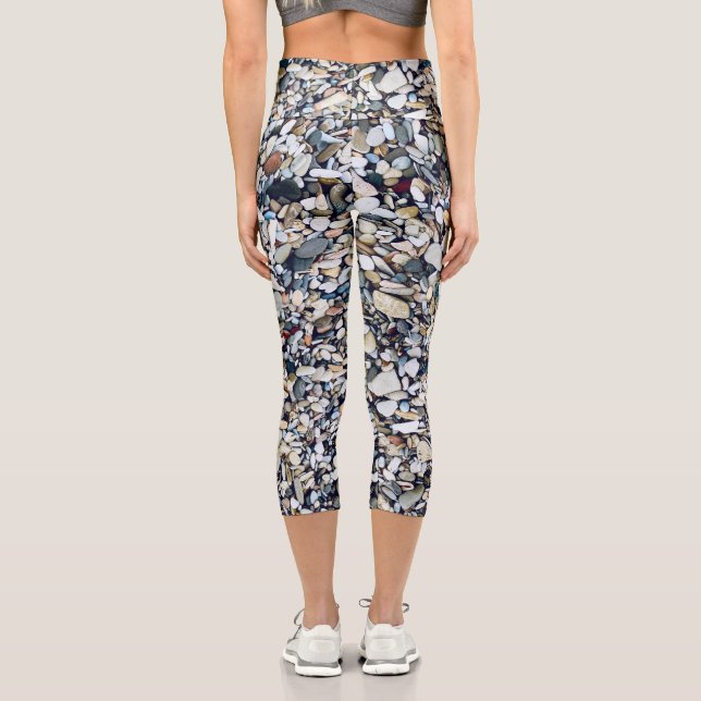 Beach Stones Pebbles Capri Leggings (Back)