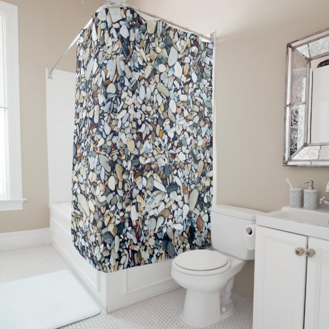 Beach Stones Pebbles Shower Curtain (In Situ)