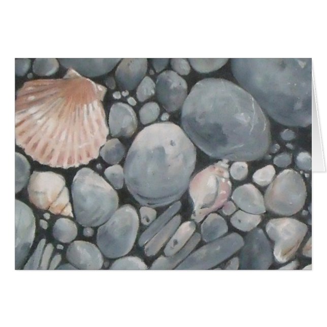 Beach Stones Shells Pebbles Rocks Painting Art (Front Horizontal)