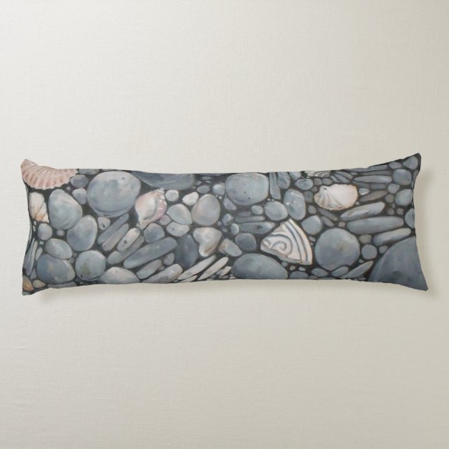Beach Stones Shells Pebbles Rocks Painting Art Body Cushion (Back)