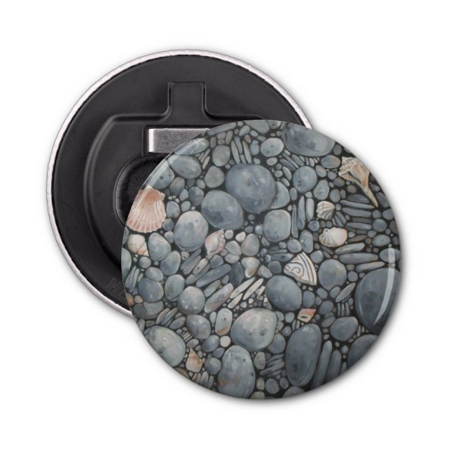 Beach Stones Shells Pebbles Rocks Painting Art Bottle Opener (Front)