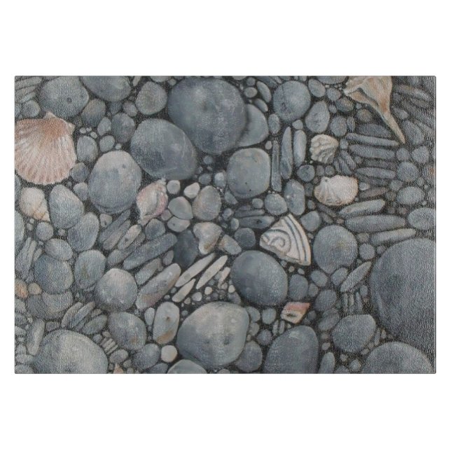 Beach Stones Shells Pebbles Rocks Painting Art Cutting Board (Front)