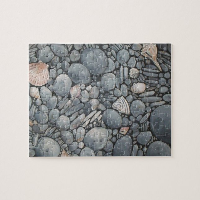 Beach Stones Shells Pebbles Rocks Painting Art Jigsaw Puzzle (Horizontal)