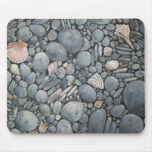 Beach Stones Shells Pebbles Rocks Painting Art Mouse Mat (Front)