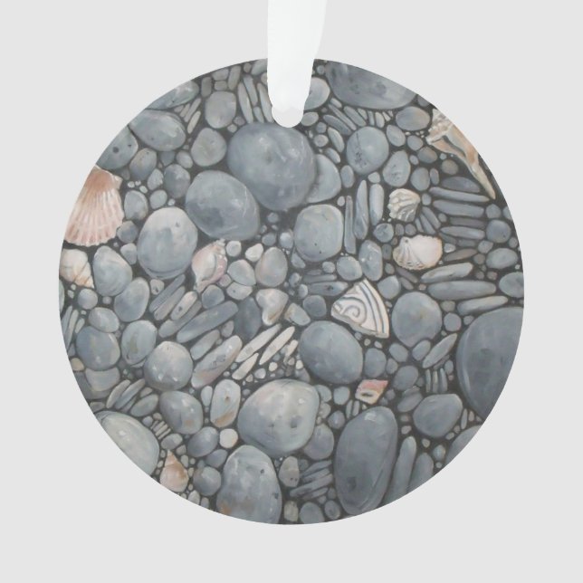 Beach Stones Shells Pebbles Rocks Painting Art Ornament (Front)
