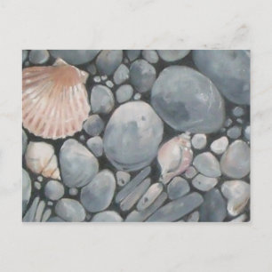 Beach Stones Shells Pebbles Rocks Painting Art Postcard