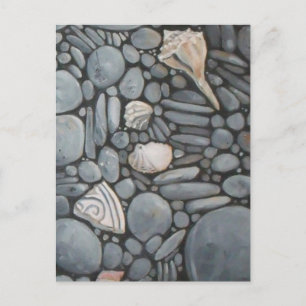 Beach Stones Shells Pebbles Rocks Painting Art Postcard