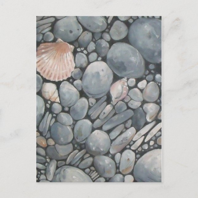 Beach Stones Shells Pebbles Rocks Painting Art Postcard (Front)