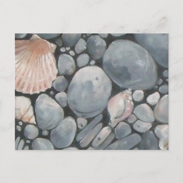 Beach Stones Shells Pebbles Rocks Painting Art Postcard (Front)