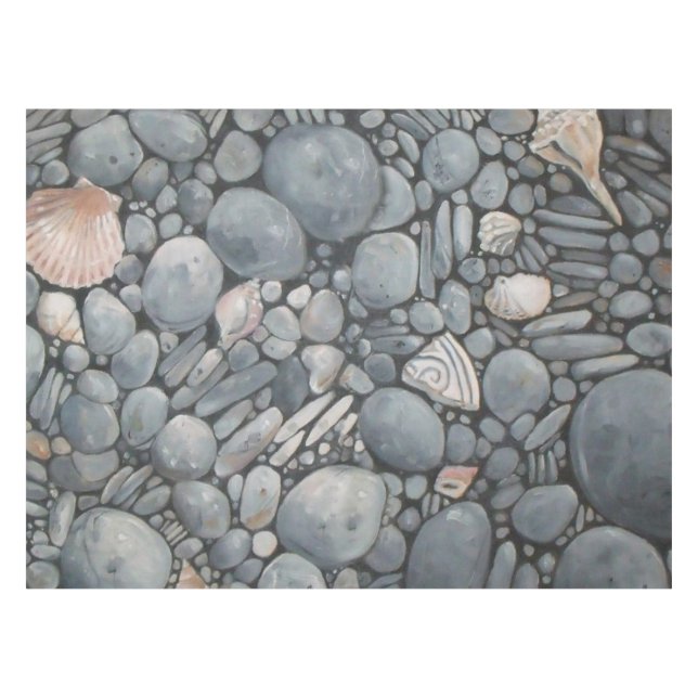 Beach Stones Shells Pebbles Rocks Painting Art Tablecloth (Front (Horizontal))