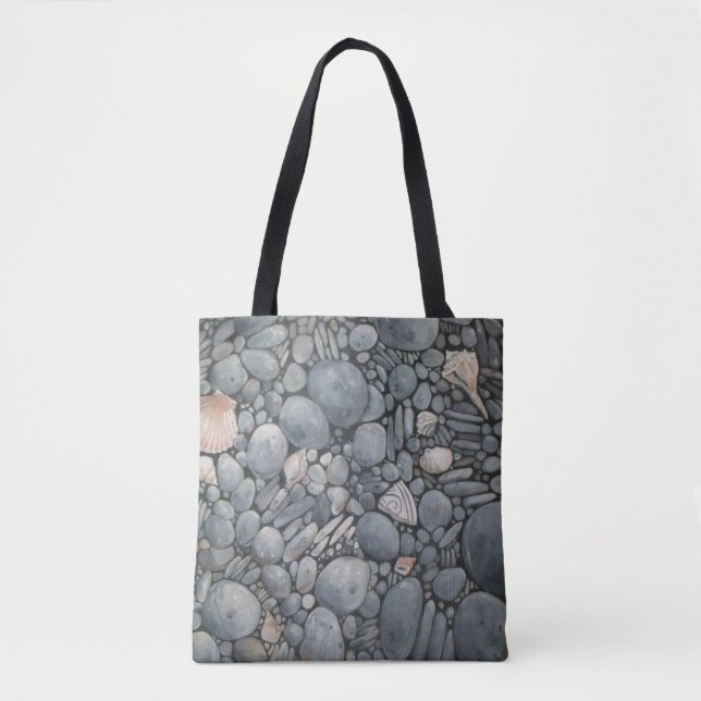 Beach Stones Shells Pebbles Rocks Painting Art Tote Bag (Front)