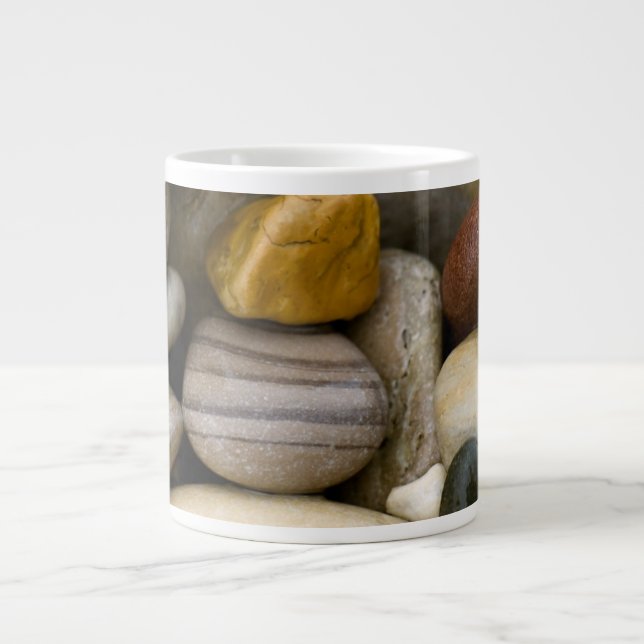 Beach Stones with Stripes Large Coffee Mug (Front)