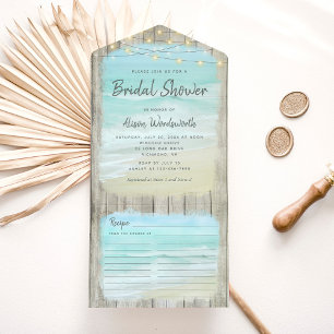 Beach String Lights Coastal Bridal Shower  All In One Invitation