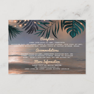 Beach String Lights Wedding Information Guest Card