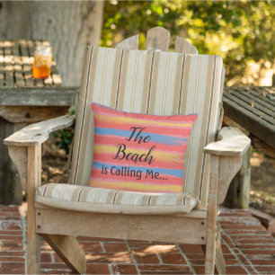 Beach Stripes Pink Blue Yellow Cushion