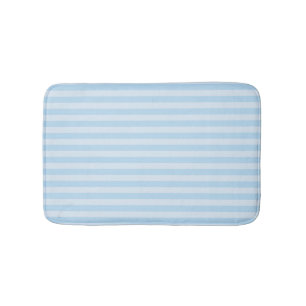 Beach Style Bath Mat Blue Stripes on Light Blue 