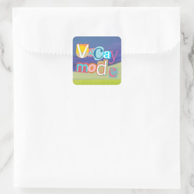 Beach Style Retro Vacay Mode  Square Sticker (Bag)