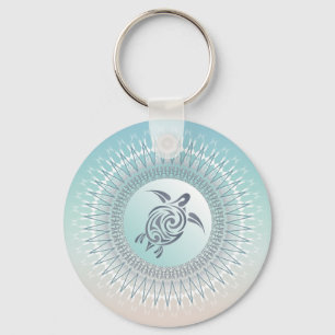 Beach  Style Turtle and Mandala Key Ring