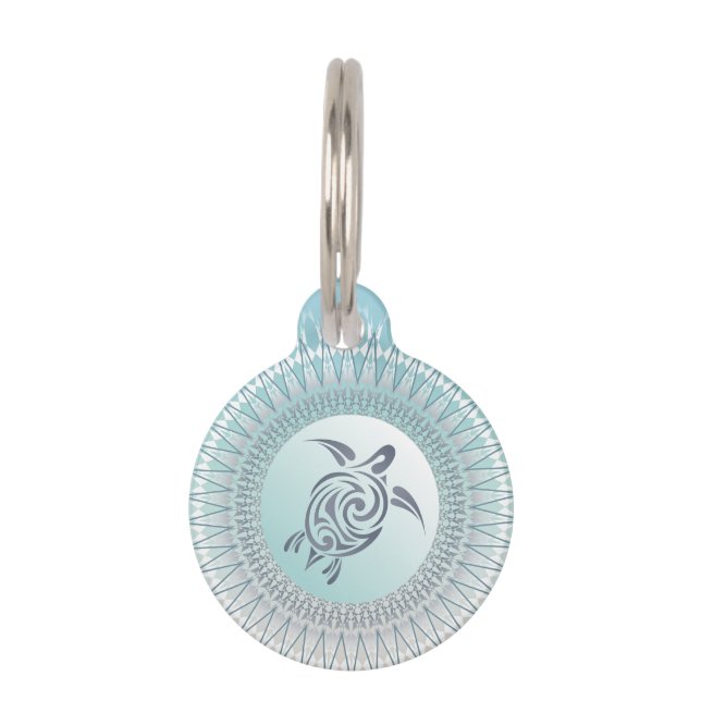 Beach  Style Turtle and Mandala Pet Tag (Front)