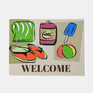 Beach Style Welcome,edit text, Floor Mat