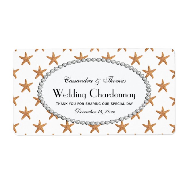 Beach Sugar Starfish Pearl 2H Wine Bottle Label (Front)