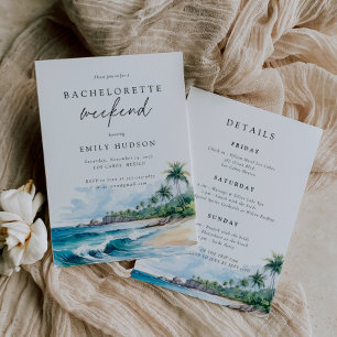 Beach Summer Bachelorette Weekend Itinerary Invitation