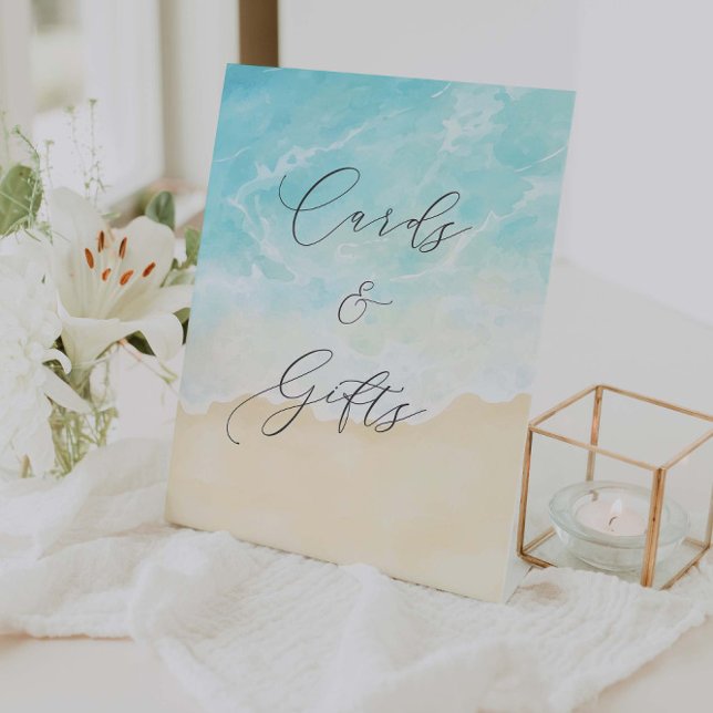 Beach Summer Bridal Shower Cards And Gifts Pedestal Sign (Creator Uploaded)