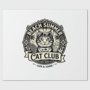 Beach Summer Cat Funny Cat Graphic - Beach Summer Wrapping Paper