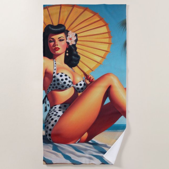 Beach Summer Classic Pin Up Beach Towel (Front)