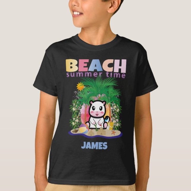 Beach Summer Funny Colourful Kids T-Shirt (Front)
