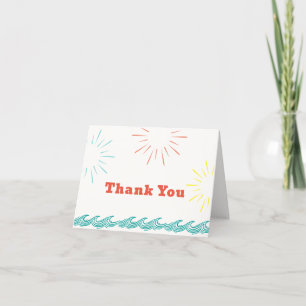 Beach Summer Here Comes The Son Baby Shower  Thank You Card
