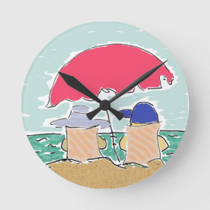 Beach Summer Round Clock