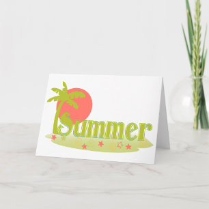 Beach Summer Sun And Tree Greeting Cards