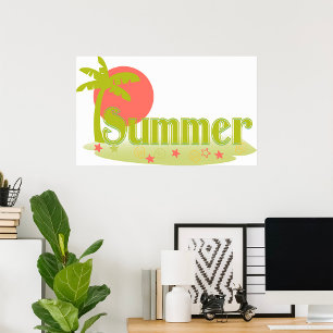 Beach Summer Sun And Tree Poster