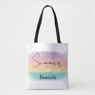 Beach Summer Sunset in Pastel Tote Bag