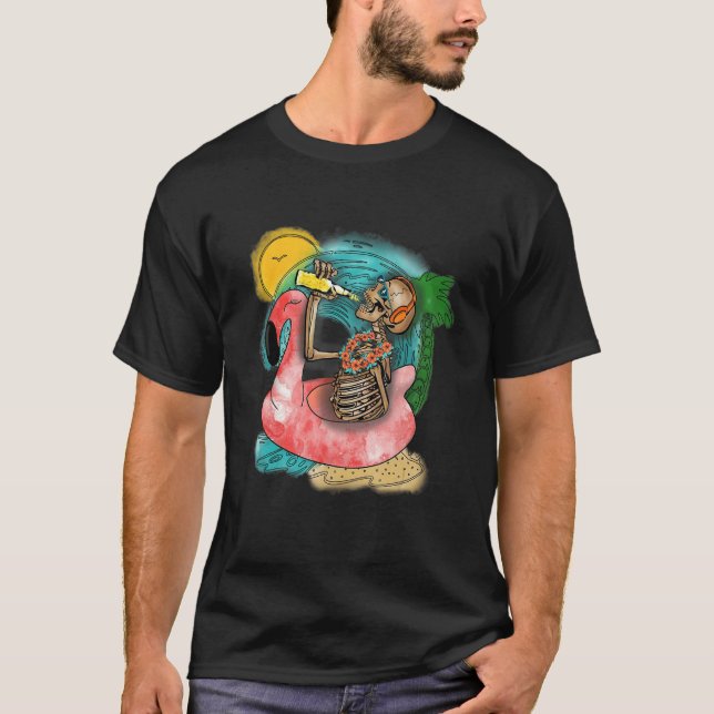 Beach Summer Time Skeleton T-Shirt (Front)