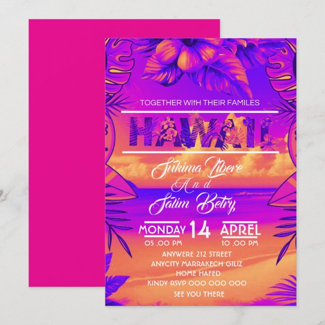 beach summer tropical bridal shower invitation (Front/Back)