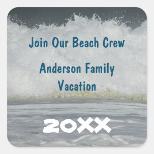 Beach Summer Vacation Ocean Reunion Trip Envelope  Square Sticker