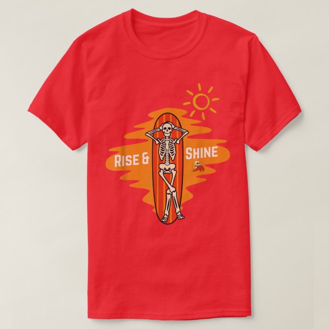 Beach Summer Vacation Skeleton & Surfboard  T-Shirt (Design Front)