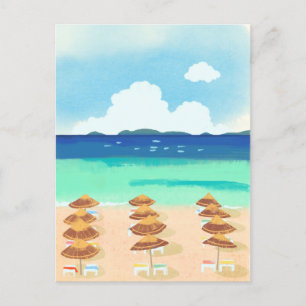 Beach summer vacation spot  postcard