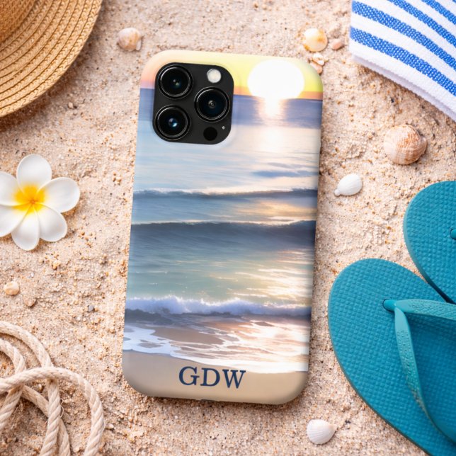 Beach Sun & Surf Monogram  iPhone Case (Creator Uploaded)