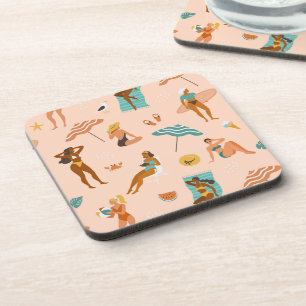 Beach Sunbathers Pattern Coaster