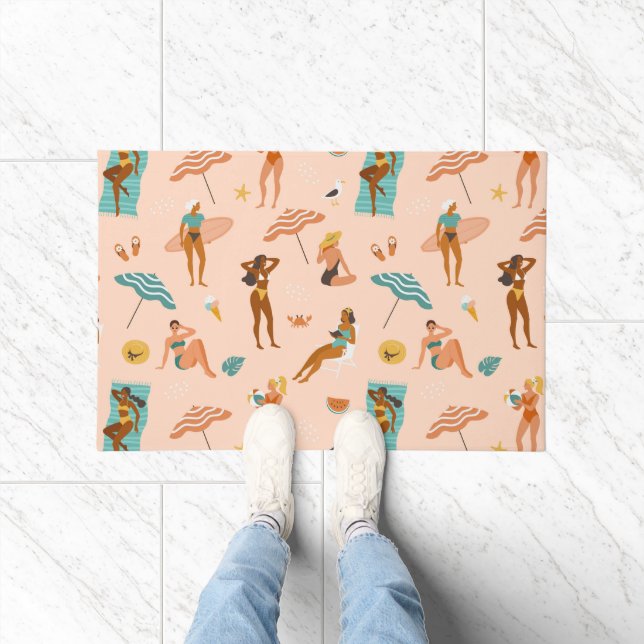 Beach Sunbathers Pattern Doormat (Indoor)