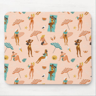 Beach Sunbathers Pattern Mouse Mat