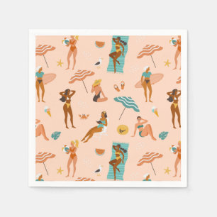 Beach Sunbathers Pattern Napkin