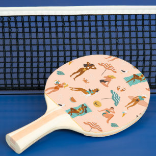 Beach Sunbathers Pattern Ping Pong Paddle