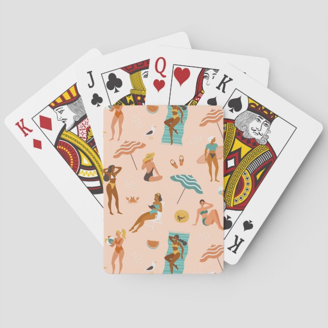 Beach Sunbathers Pattern Playing Cards (Back)