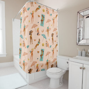 Beach Sunbathers Pattern Shower Curtain