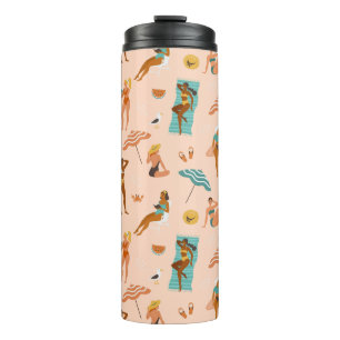 Beach Sunbathers Pattern Thermal Tumbler